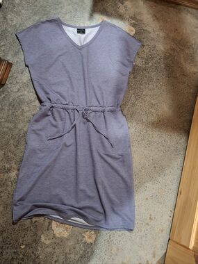 V-Neck Drawstring Mini Dress, 32 Degrees, Light Blue